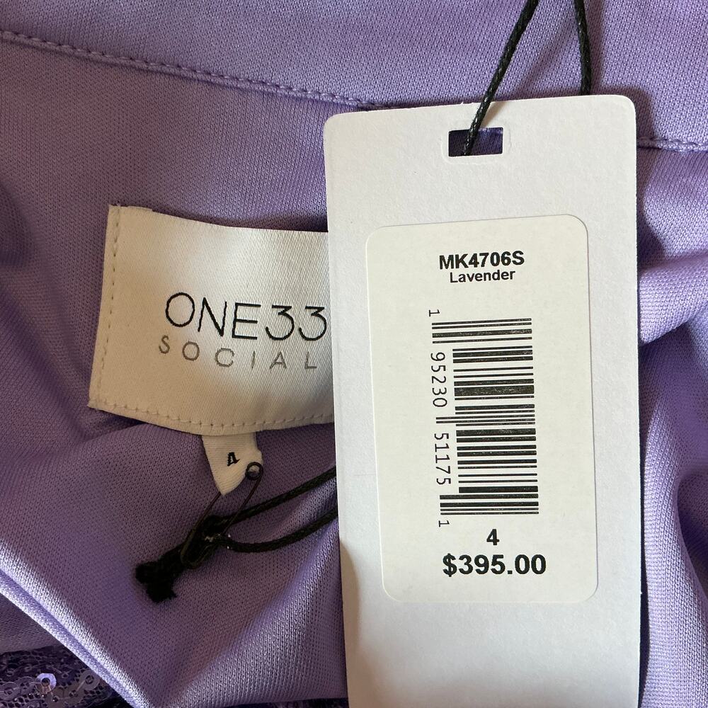 One33 Social Purple Cocktail Dress Sequined Belted Mini Fit and Flare Size 4 - Picture 11 of 13